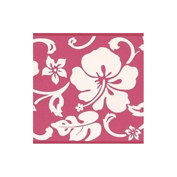 CONCORD WALLCOVERINGS ™ Wallpaper Border Pink Hibiscus Floral 6" x