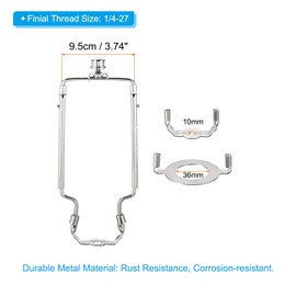 PATIKIL 8 9 10 11 Inch Lamp Harp Kit with Finial, 1 Set Adjustable Lamp Shade Bracket Holder with 3/8 IP E26 Light Base for Table Floor Lamp, Silver