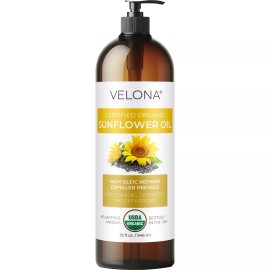 Velona USDA Certified Organic Sunflower Oil 2 Fl Oz - 1 Gallon Pure High Oleic - 32 fl oz