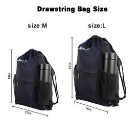 FULFUN Drawstring Basketball Backpack Sports Gym Bag With Shoe Compartment (Blue, M)