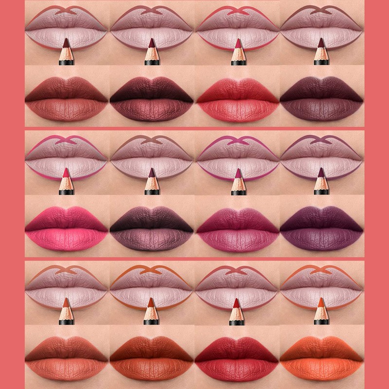 12 Pieces Professional Lipstick Set, Smooth Lip Contour Modelling Kit,
