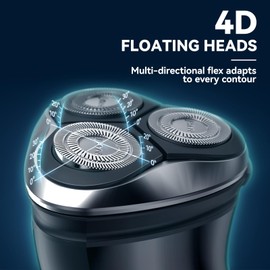 MAX-T Electric Razor for Men, 4D Rotary Shaver Razor for Men, Rechargeable Wet & Dry Shaver with Pop-Up Trimmer, IPX7 Waterproof, Type-C, Plug & Play