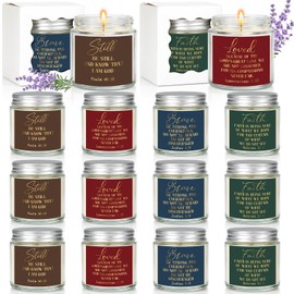 Cinrobiye 12Pcs Christian Religious Scented Candle Gifts for Women Easter Bible Verses Prayer Candle Table Centerpiece for Church Christ Baptism Confirmation Birthday Wedding Party Supplies