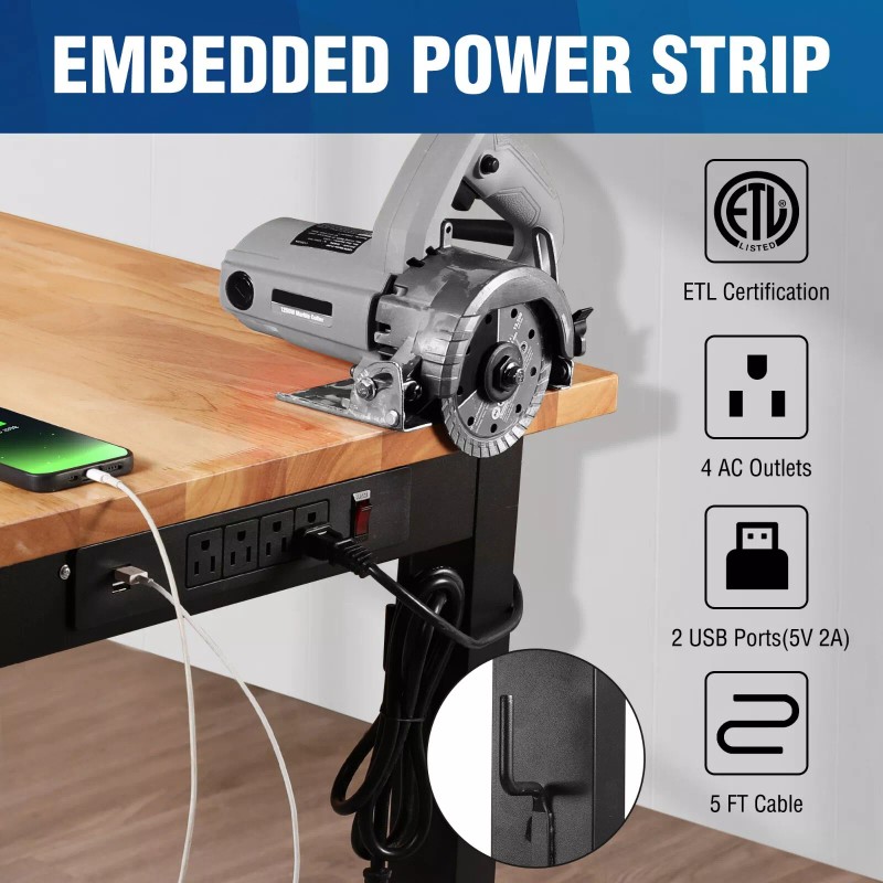 Workpro Adjustable Workbench 48"X22"/60''x2 - 48"x22" with Leveling Foot