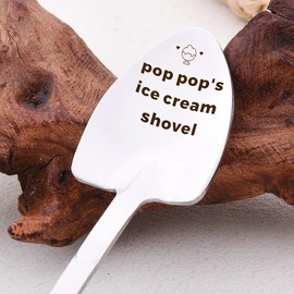Funny Pop Pops Ice Cream Shovel Gift for Grandpa Grandad Birthday Gifts for Men Grandpa Papa Retirement Fathers Day Presents for Grandad Ice Cream Gift for Papa Grandfather Grandpas Ice Cream Spoon