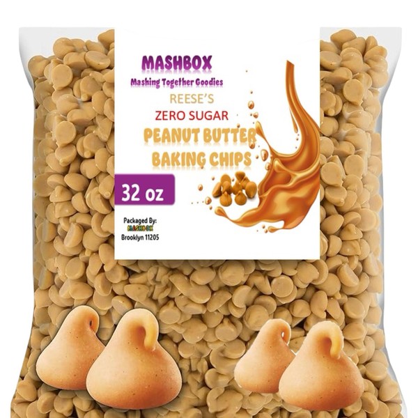 ZERO SUGAR Peanut Butter Baking Chips, 32 Ounces. Bulk Sugar