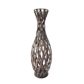 Deco 79 Metal Handmade Decorative Vase Woven Centerpiece Vase with Open Frame Design, Vase for Home Decoration 10" x 10" x 33", Copper