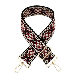 Whakano Colourful Woven Adjustable Shoulder Strap Bag Strap Wide 5 cm, for Men and Women, Length Adjustable 75-130 cm Shoulder Strap, DIY Accessories for Bag, Golden Buckle, Black/Beige/Burgundy