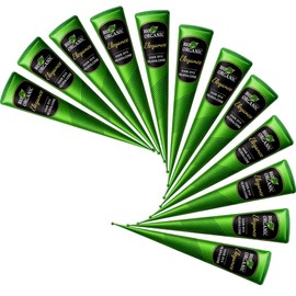 100% Natural Ready to Use Henna Paste Hair Color Hair Dye Cones (Medium Brown, Pack of 12)