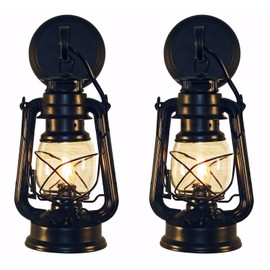 Muskoka Lifestyle Products Black Rustic Wall Sconce Lantern, Farmhouse Wall Light Fixture for Bedroom, Kitchen, Living Room - Set of Two