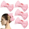 Yuxung 4 Count Large Pink Bow Claw Clips for Girls Women Satin Pink Nonslip Hair Clip with Bow Extra Large Barrettes Hair Coquette Party Accessories for Thick Thin Hair