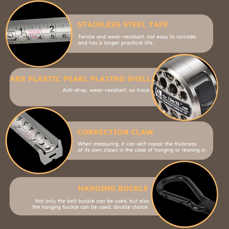 Alftek Stainless Steel Tape Measure, Laser Scale Measuring Tape, Metric/Imperial