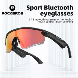 ROCKBROS Bluetooth Sunglasses for Men and Women Cycling Polarized Glasses Lightweight Multifunction Music One-key Control Runing Driving Goggles Sports Accessories - color: black