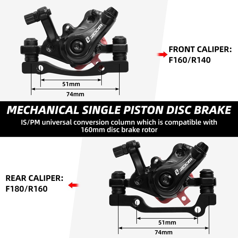 Bike Disc Brake Kit, Aluminum Front and Rear Caliper, MTB