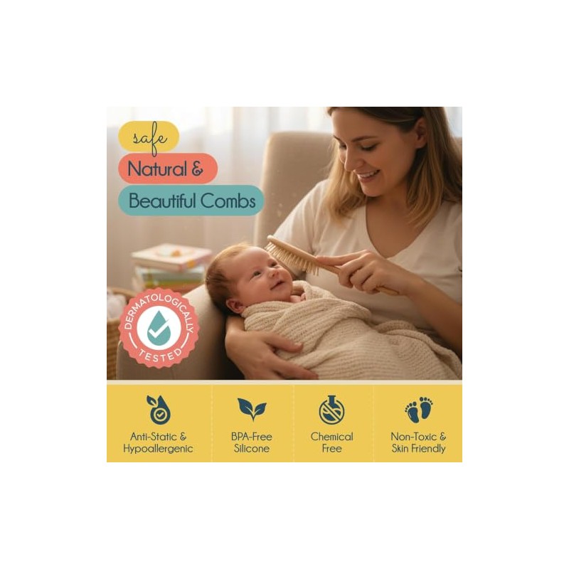 Cepillo para Cabello Bebe 4 Piezas, Peine para Bebe