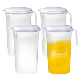 ZENFUN 4 Packs Fridge Door Water Jug with Handle, 2.2qt/71OZ Plastic Water Pitchers with Spout, BPA Free Tea Pitcher Unbreakable Water Pitcher Juice Pitcher Beverage Container for Tea Lemonade