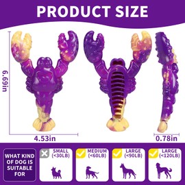 Mapneng Indestructible Dog Toys for Aggressive Chewers, Durable Nylon Chew Toys with Beef Flavour, Teeth Cleaning Bumps & Peanut Butter Slots for Medium/Large Breed Dogs (Lobster)