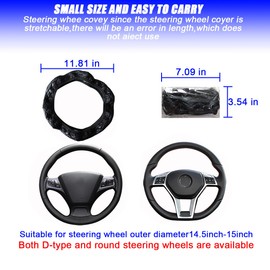 Mandark Elastic Stretch Car Steering Wheel Cover, 14.5-15 Inch Anti-Slip Vehicle Steer Wheel Protective Guard, Automotive Interior Protection Accessories, Universal for SUV, Sedan, Truck (Black)