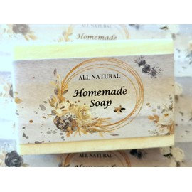 ZZYBIA Wrap Paper Tape for Homemade Soap Bar Handmade Products Horizontal Set (H2 - Blue Rose Wreath)