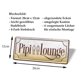 Pipi Lounge, funny retro decorative metal sign, tin sign for toilet, bathroom, guest toilet, toilet door sign, 28 x 12 cm