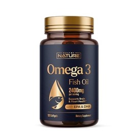 Built by Nature Omega-3 Fish Oil 2400mg – 600mg Omega-3s per Serving – with 360mg EPA & 240mg DHA – Burpless Softgels for Heart & Brain Support – 120 Softgels