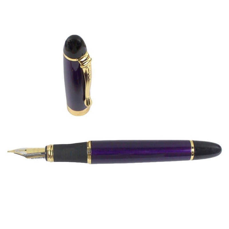 Gullor Jinhao X450 Fountain Pen, Gold Trim, Medium Nib, Purple