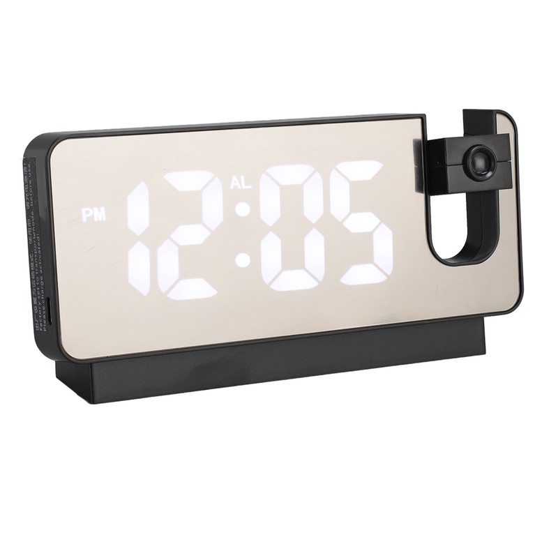 Projection Alarm Clock USB Rechargeable White Light Snooze Function Adjustable