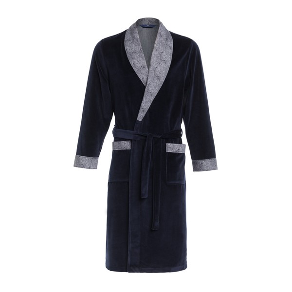 Revise RE-103 Men's Dressing Gown - Velvet, Dark Blue C2