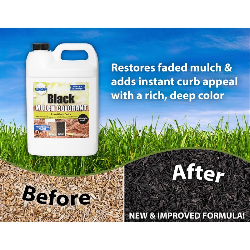 MulchWorx Black Mulch Color Concentrate- Gallon - Treats 11,200 sq.