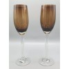 Pier 1 Crackle Glass Brown SET of 2 Champagne Flutes