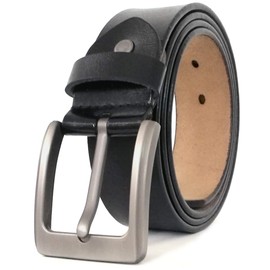 JingHao Large Waist 105 cm - 175 cm Men's Belt Jean Business Full Cowhide Leather Denim Belt Men's Belt Leather Black Brown, black