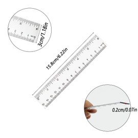 6 Pcs 15cm Rulers Transparent Ruler with Inking Edge Shatter Resistant Straight Ruler for Student School Teaching Drawing Measuring