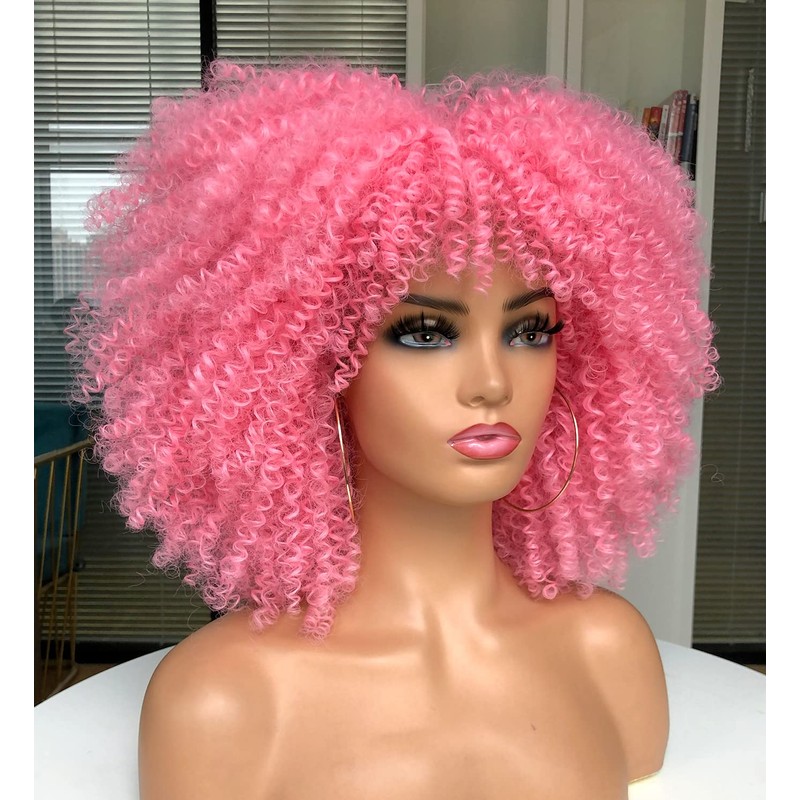 Curly Afro Wigs for Black Women Curly Wig with Bangs