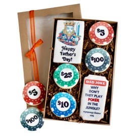 6 Ct. Father's Day Poker Cookie Gift Box Set! Give Thanks for a job well done! Appreciation Gift or Event Favors!