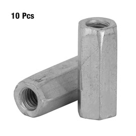 10pcs M6 Long Rod Nut, Hex Coupling Nut Female Thread Straight Fitting Hex Rod Threaded Bar Rod Studding Hex Zinc Plated for Ship (M6*25mm)