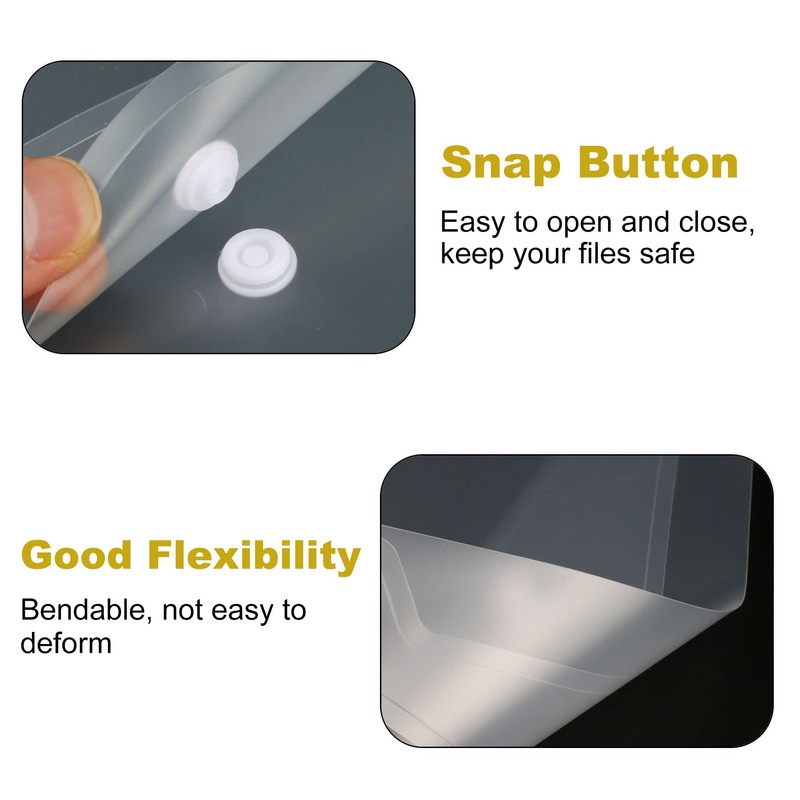 Plastic Wallets A4 Clear Folders Document Files Popper Wallets with