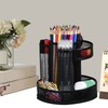 Rotating Pen Holder Black Mesh 7 Compartments Strong Metal Rotating