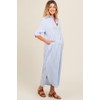 PinkBlush Light Blue Striped Button Down Maternity Maxi Dress