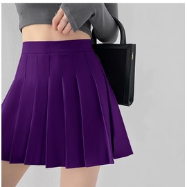 ZHANCHTONG Women's High Waist A-Line Pleated Mini Skirt Short Tennis Skirt (Purple, XXL)