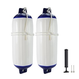 2-Pack Heavy Duty Boat Fenders with Ropes – Saltwater Resistant Rubber Marine Boat Bumpers for Docking, Pontoon & Yacht Protection