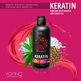 Keratin Shampoo Salt Free - With Moroccan Argan Oil & Dead Sea Minerals for Curly, Wavy and Straight Hair, Sulphate-Free