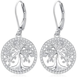 Aniu Tree of Life Earrings Sterling Silver Family Tree Dangle Earrings for Women Birthday Mothers Day Christmas Gifts Jewelry