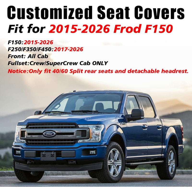 Coverado Blue Front Seat Covers for F150, Full Coverage Waterproof