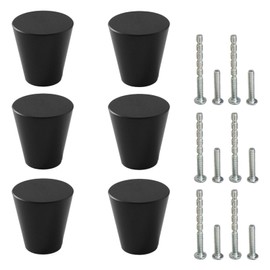 Mokife Drawer Knobs Black Matte, 6 Pack Modern Kitchen Cabinet Pulls Round Solid, Furniture Door Hardware Handles for Drawers Cupboard Dresser Wardrobe Closet, 20x23mm