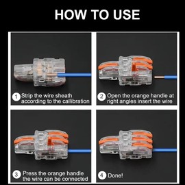 12 PCS Lever Wire Nut Connectors, Quick Wiring Cable Connector Push-in Conductor Terminal Block, 1 in 5 Out Wire Connectors in out Orange