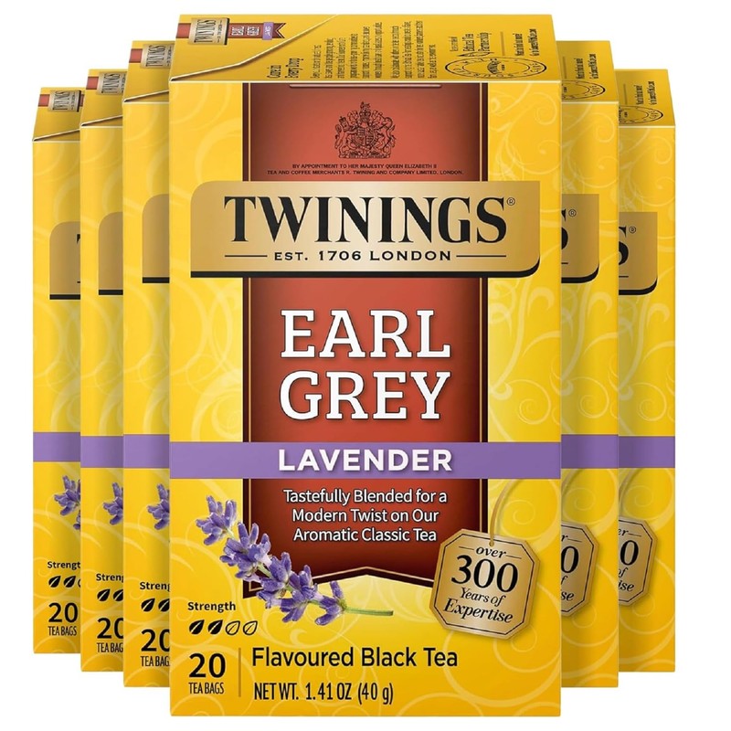Twinings Earl Grey Lavender Black Tea Individually Wrapped Bags, 20