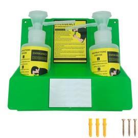 Akoleyer Eye Wash Station Portable Emergency Eye Wash Kit, OSHA Approved Wall Mounted Eyewash Station with 2×16.09oz Bottles, with Mirror & Emergency Sign, Safety Material, No Solution