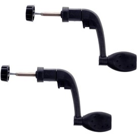 Pack of 2 Black Universal Plastic Power Handle Fishing Reels Crank Rock Arm Spinning Wheel Grasp Swivel Rigging End Piece and Accessories