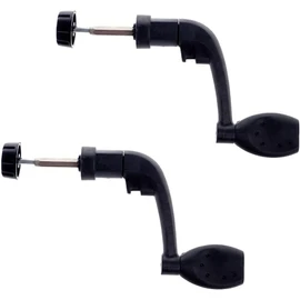 Pack of 2 Black Universal Plastic Power Handle Fishing Reels Crank Rock Arm Spinning Wheel Grasp Swivel Rigging End Piece and Accessories