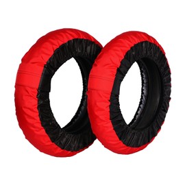 Rise 12インチ タイヤ保護カバー（まもる君）レッド/ブラック 前後セット アクリルカラーコーティング(UVカット・撥水・防水加工) クルッと巻いてピタッの簡単装着